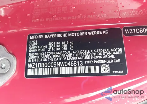 2022 Toyota Gr Supra 3.0 Premium z USA, uszkodzony, nr VIN WZ1DB0C09NW046813